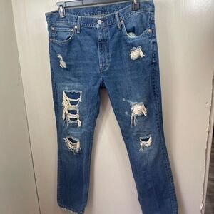 Levi's Dark Blue Denim Jeans‎ with Gold Stitching